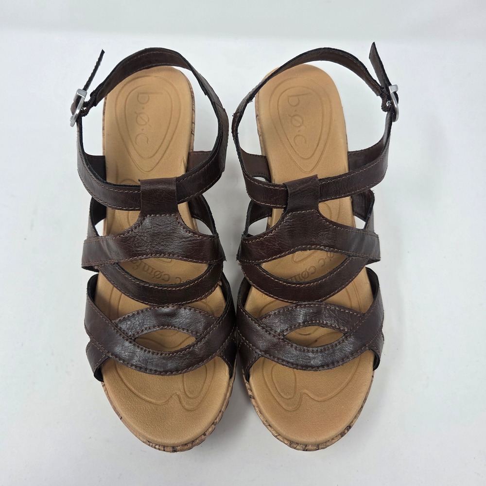 b.o.c. Born Concept Brown Strappy Cork Wedge Sandals BC0003216 Womens Size 8M